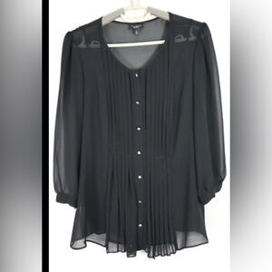 TALBOTS Women's Sheer Polyester 3/4 Sleeve Twinset Blouse Tank Top Black Size 22